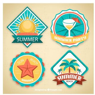 免抠复古夏季元素标签