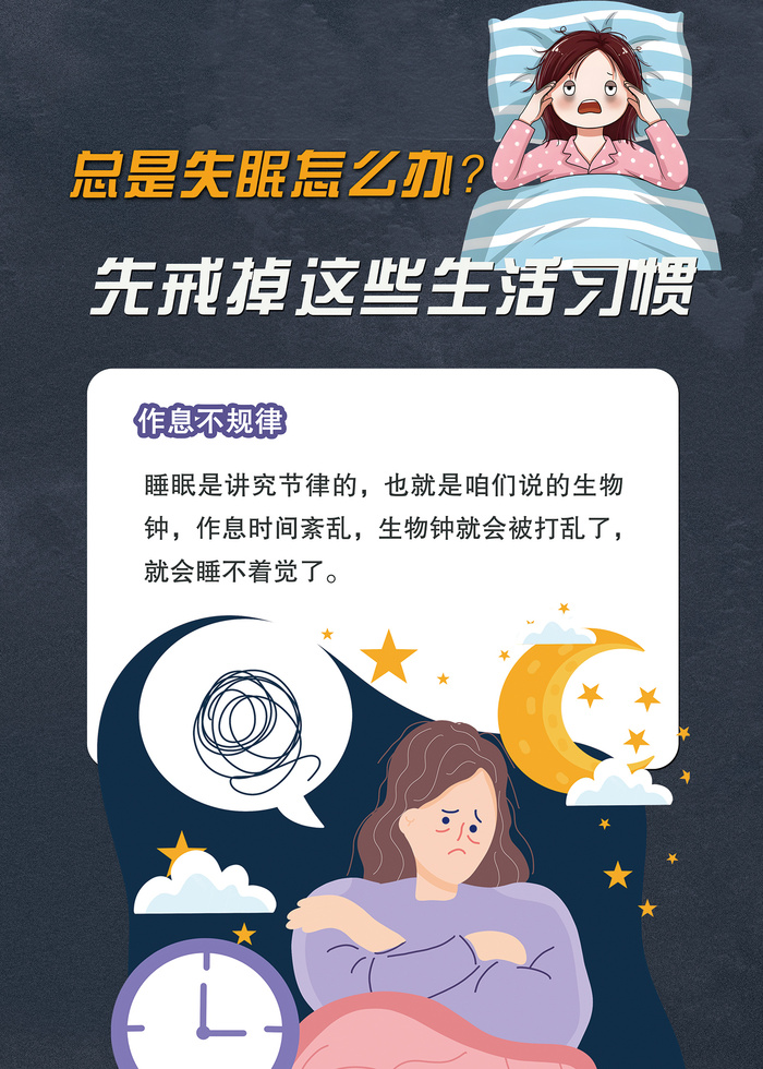 造成失眠的不好习惯医疗海报psd模版下载