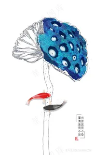 手绘莲游鱼装饰画