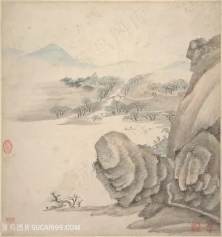 明代王鉴湘碧居士仿古册页江南春光图国画图片