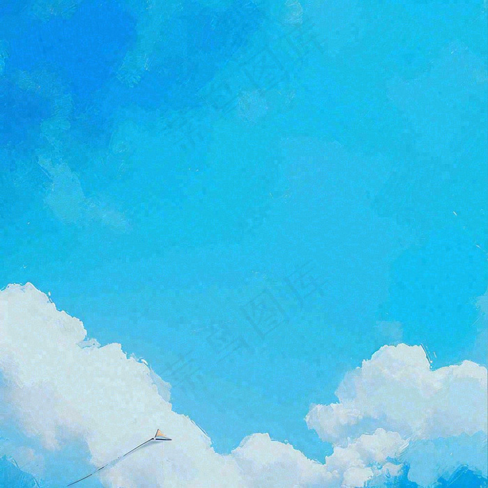 蓝色天空白云简约摄影图