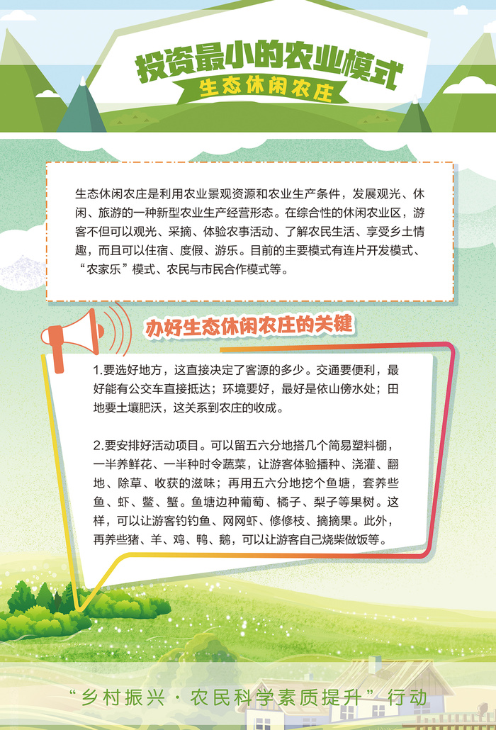 投资最小的生态休闲农业模式海报psd模版下载