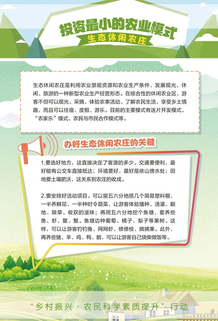 投资最小的生态休闲农业模式海报psd模版下载