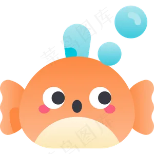 卡通小鱼元素图标免扣