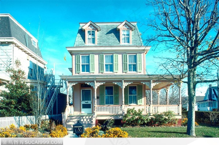 国外欧式建筑风格-房屋与花圃3