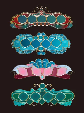 国潮风中式中国古典标题文字文本框边框标题框AI矢量设计素材模板