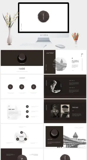 极简文艺艺术设计PPT模板预览图