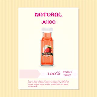 水彩绘瓶装水果汁水彩玻璃瓶饮料矢量图素材AI格式