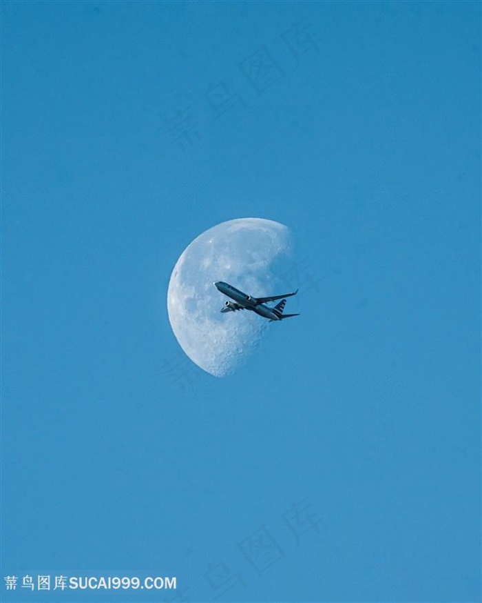 月亮与飞机航空宇宙图片