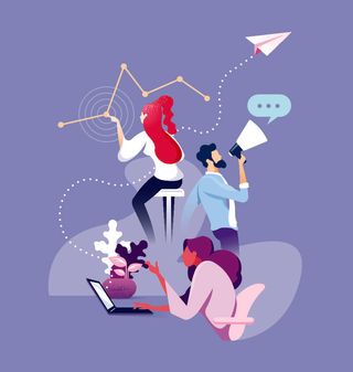 团队合作理念蓝色背景