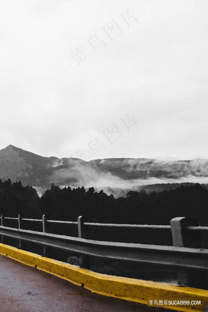 唯美公路山脉唯美风景画