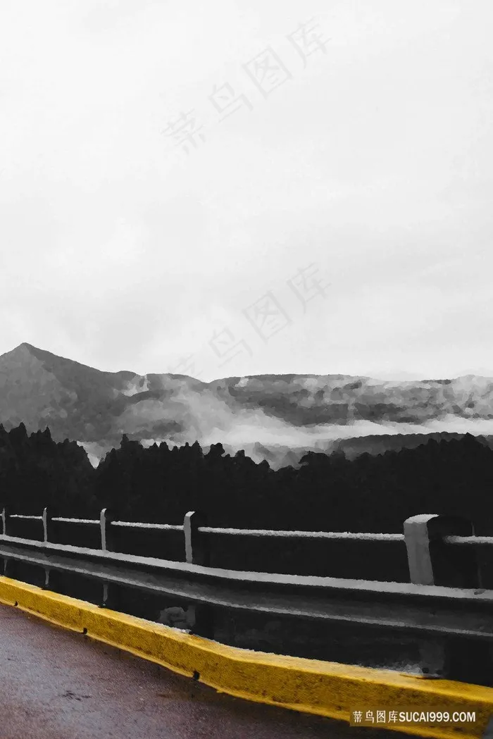 唯美公路山脉唯美风景画
