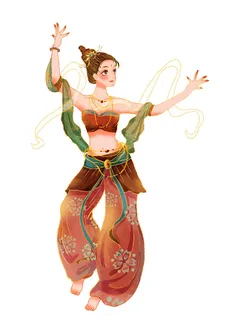 手绘国潮中国风古代敦煌神话飞天仙女美女古装人物插画PSD素材 手绘国潮中国风古代敦煌神话飞天仙女美女古装人物插画PSD素材