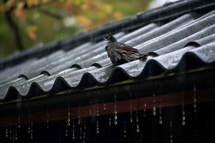 江南雨天瓦片屋檐摄影图(4032x2688)