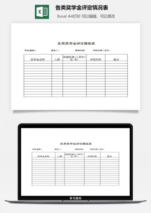 各类奖学金评定情况表excel模板