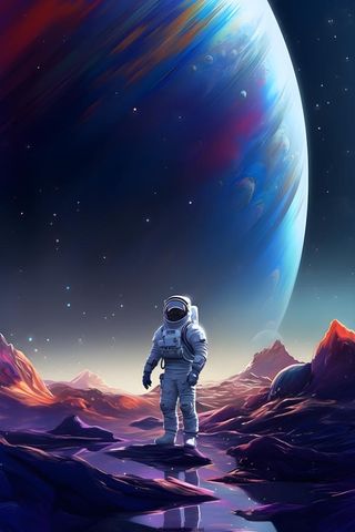 航天员太空紫色星空背景