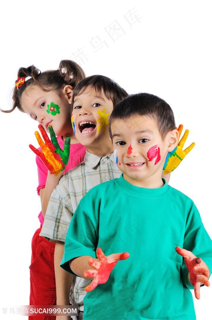 手上涂满颜料的儿童高清图片
