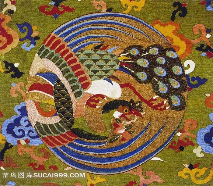 精美凤凰图案刺绣