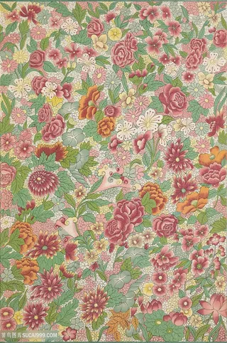 五彩斑斓鲜花植物中式传统纹样集锦中国风图片