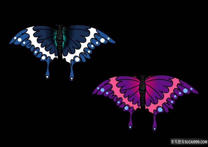 蝴蝶原创手绘卡通png免扣素材