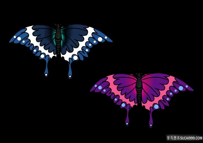 蝴蝶原创手绘卡通png免扣素材