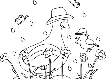 黑白线条鸭子卡通