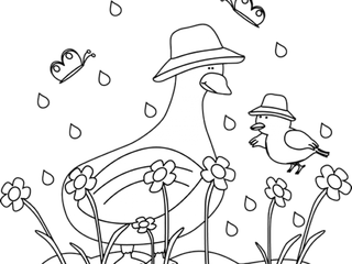 黑白线条鸭子卡通