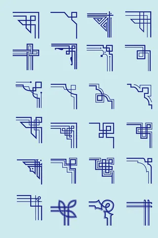 AI矢量中式对角花