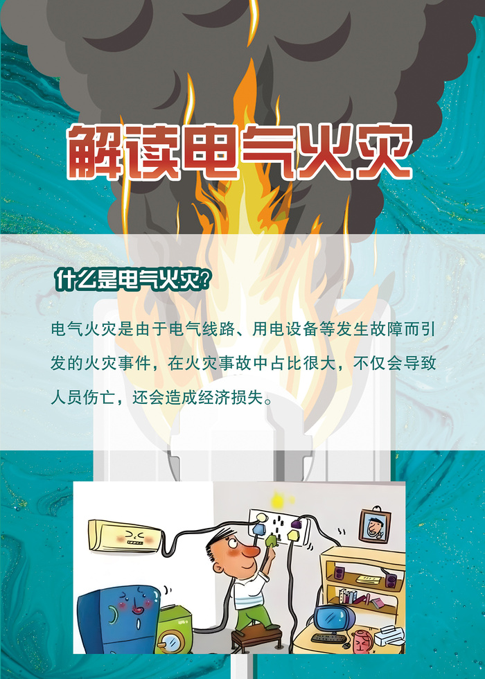 解读电气火灾应急安全海报