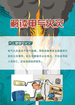 解读电气火灾应急安全海报