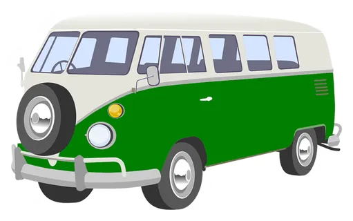 绿白大巴车素材简笔旅游