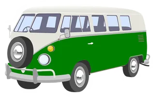 绿白大巴车素材简笔旅游