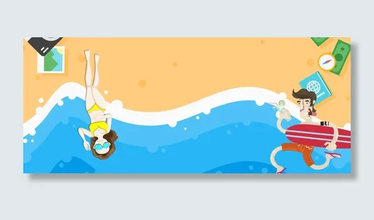 海边沙滩休闲人物PSD素材