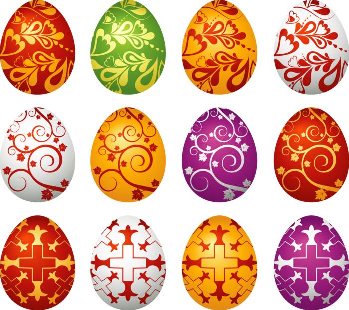 复活节花环彩蛋兔子的可爱形象插画元素(1)