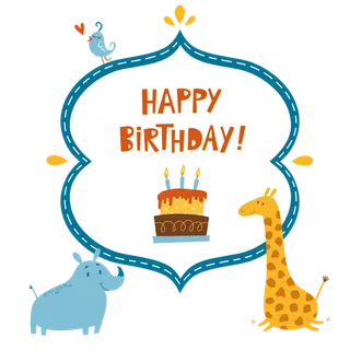 蓝色动物生日素材