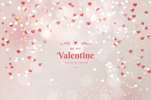 情人节快乐红色爱心白紫色背景