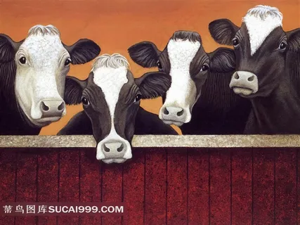 Lowell Herrero圈里的奶牛绘画作品