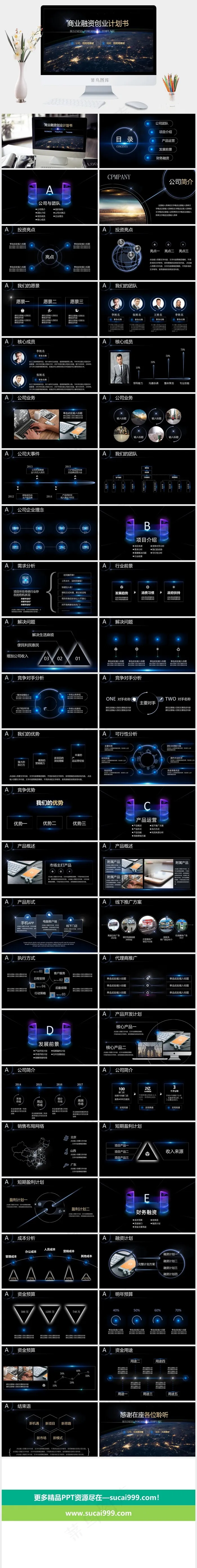 科技星空风格商务工作汇报动态PPTppt模板