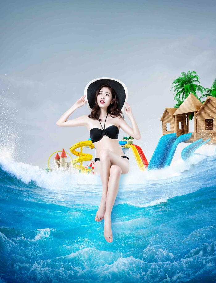海报美女展板psd模版下载