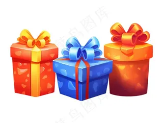 圣诞礼物礼盒卡通插画免抠