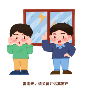 手绘夏季避雷防雷电安全知识插画