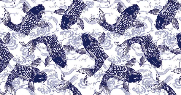 简约中式鲤鱼背景墙