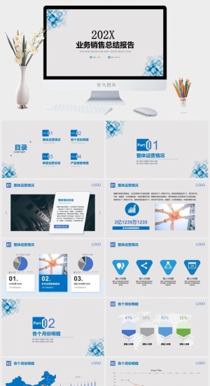 销售工作总结PPT模板预览图