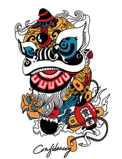 国潮醒狮中国风AI矢量卫衣T恤烫画印花手机壳图案PNG高清免抠素材