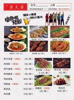 烧烤点菜单