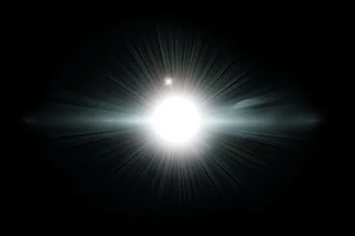 白色发光在黑色背景上爆炸。明亮的星星。透明闪耀的太阳，明亮的闪光背景