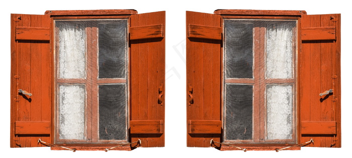 棕色旧木窗图片