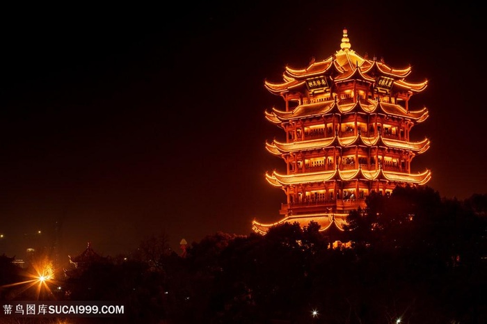 武汉黄鹤楼夜景图片