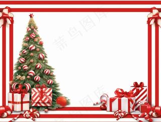 圣诞边框装饰圣诞树圣诞老人可爱卡插画背景