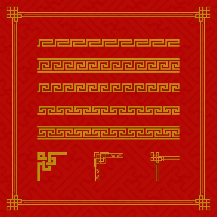 中国风新年图案花纹底纹边框祥云元素2022虎年海报AI矢量设计素材
